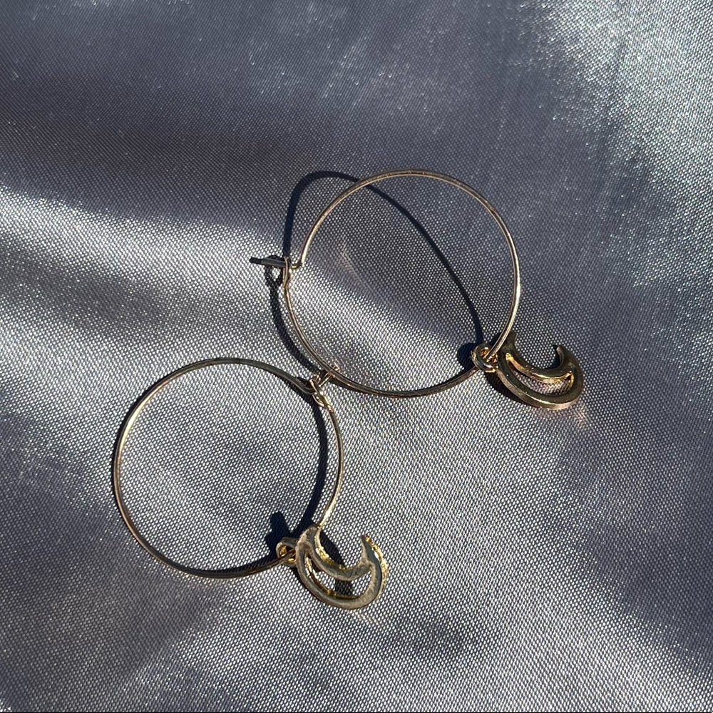handmade gold moon thin wire hoop earrings